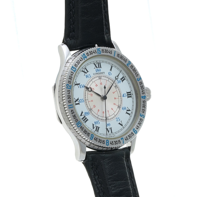 ロンジン リンドバーク 989.5212 ブルー/シルバー メンズ 腕時計 自動巻き 中古 銀蔵