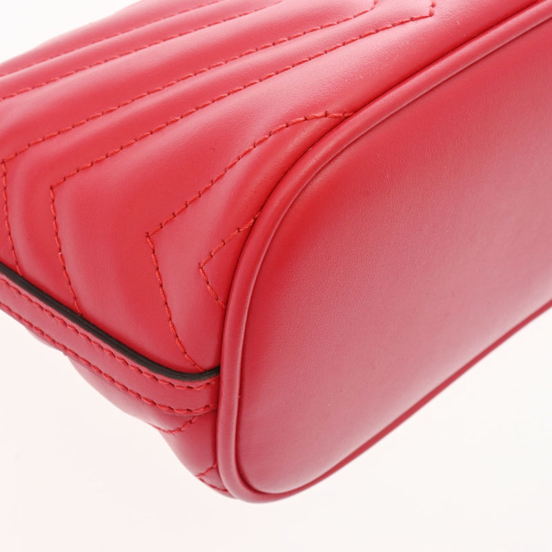 GUCCI グッチ GGマーモント レッド 739166 レディース レザー ショルダーバッグ 未使用 銀蔵