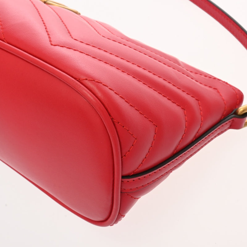 GUCCI グッチ GGマーモント ショルダーバック レッド 739166 レディース レザー ショルダーバッグ 未使用 銀蔵