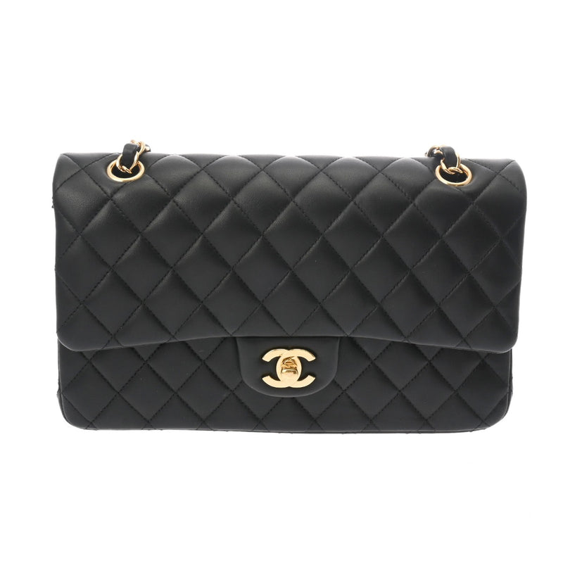CHANEL シャネル マトラッセ チェーンショルダー 25cm Wフラップ ブラック A01112 レディース ラムスキン ショルダーバッグ Aランク 中古 銀蔵
