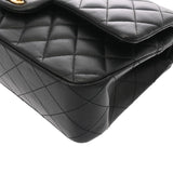 CHANEL シャネル マトラッセ チェーンショルダー 25cm Wフラップ ブラック A01112 レディース ラムスキン ショルダーバッグ Aランク 中古 銀蔵
