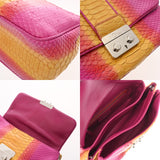 CHRISTIAN DIOR クリスチャンディオール ニューロックチェーンショルダー パープル/オレンジ/イエロー レディース パイソン ショルダーバッグ ABランク 中古 銀蔵