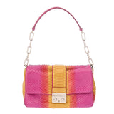 CHRISTIAN DIOR クリスチャンディオール ニューロックチェーンショルダー パープル/オレンジ/イエロー レディース パイソン ショルダーバッグ ABランク 中古 銀蔵