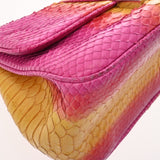 CHRISTIAN DIOR クリスチャンディオール ニューロックチェーンショルダー パープル/オレンジ/イエロー レディース パイソン ショルダーバッグ ABランク 中古 銀蔵