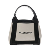 BALENCIAGA バレンシアガ ネイビーカバス XS 2WAY ホワイト/ブラック 390346 レディース キャンバス ハンドバッグ Aランク 中古 銀蔵