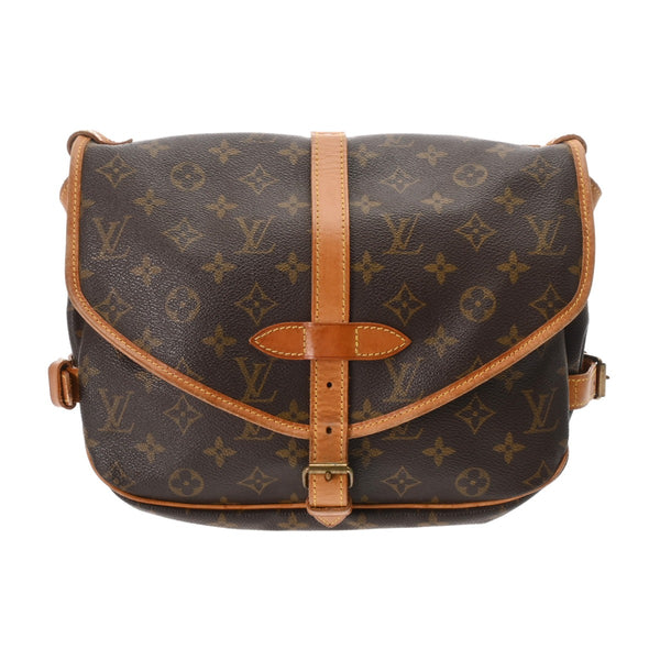 LOUIS VUITTON ルイヴィトン モノグラム ソミュール 30 ブラウン M42256 レディース モノグラムキャンバス ショルダーバッグ Bランク 中古 銀蔵