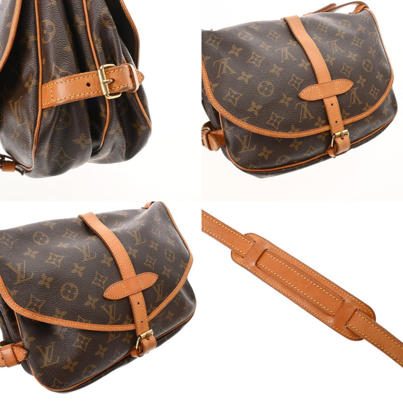 LOUIS VUITTON ルイヴィトン モノグラム ソミュール 30 ブラウン M42256 レディース モノグラムキャンバス ショルダーバッグ Bランク 中古 銀蔵