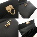 SALVATORE FERRAGAMO フェラガモ ガンチーニ  2WAY ブラック ゴールド金具 レディース レザー ハンドバッグ ABランク 中古 銀蔵