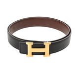 HERMES エルメス Hベルト ゴールドバックル サイズ100 リバーシブル ブラック/ブラウン □B刻印(1998年頃) メンズ ボックスカーフ/クシュベル ベルト Bランク 中古 銀蔵