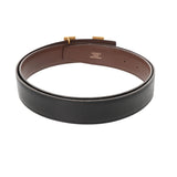 HERMES エルメス Hベルト ゴールドバックル サイズ100 リバーシブル ブラック/ブラウン □B刻印(1998年頃) メンズ ボックスカーフ/クシュベル ベルト Bランク 中古 銀蔵