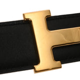 HERMES エルメス Hベルト ゴールドバックル サイズ100 リバーシブル ブラック/ブラウン □B刻印(1998年頃) メンズ ボックスカーフ/クシュベル ベルト Bランク 中古 銀蔵