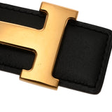 HERMES エルメス Hベルト ゴールドバックル サイズ100 リバーシブル ブラック/ブラウン □B刻印(1998年頃) メンズ ボックスカーフ/クシュベル ベルト Bランク 中古 銀蔵