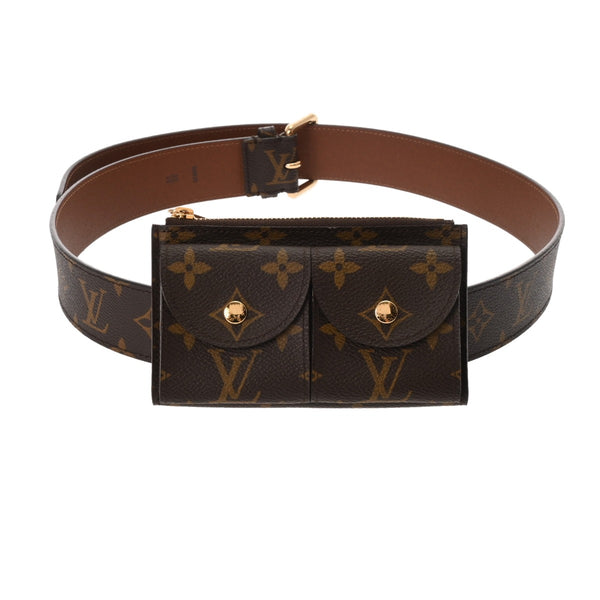 LOUIS VUITTON ルイヴィトン モノグラム サンチュール ポシェット デュオ コインケース ブラウン M9836 メンズ モノグラムキャンバス ベルト 新同 中古 銀蔵