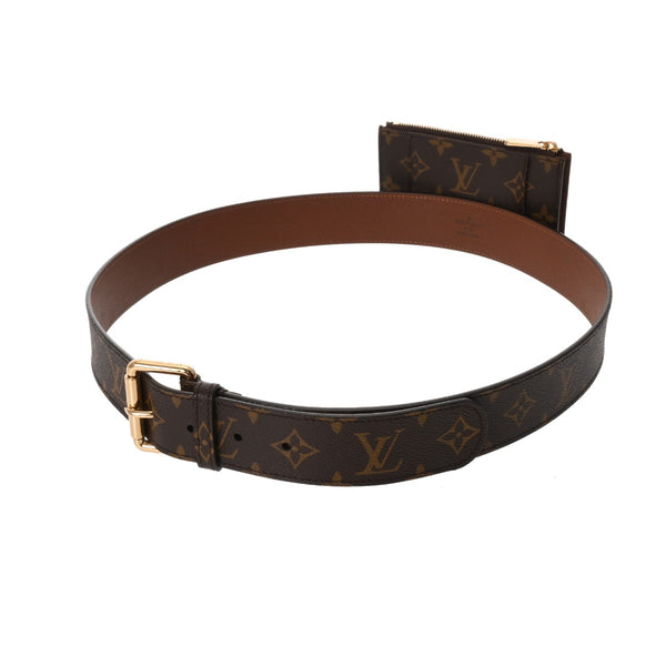 LOUIS VUITTON ルイヴィトン モノグラム サンチュール ポシェット デュオ コインケース ブラウン M9836 メンズ モノグラムキャンバス ベルト 新同 中古 銀蔵