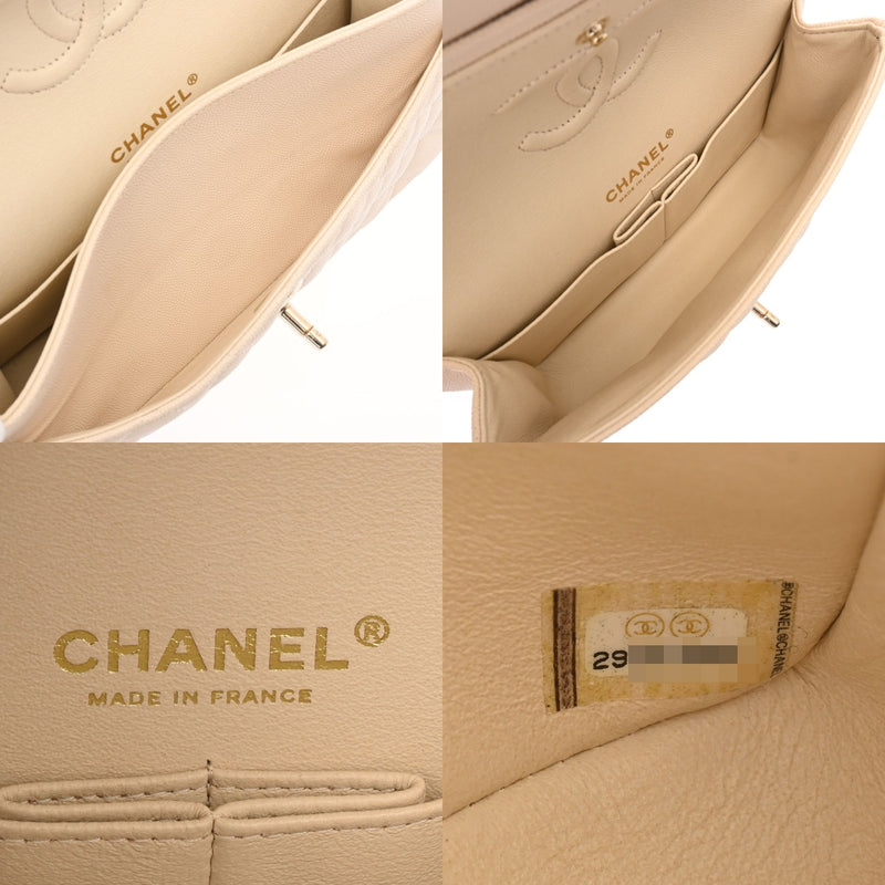 CHANEL シャネル マトラッセ チェーンショルダー23cm Wフラップ ベージュ A01113 レディース ラムスキン ショルダーバッグ Aランク 中古 銀蔵