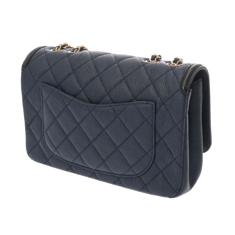 CHANEL シャネル CCフィリグリー チェーンショルダー ネイビー A93340 レディース キャビアスキン ショルダーバッグ Aランク 中古 銀蔵