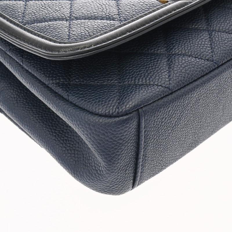 CHANEL シャネル CCフィリグリー チェーンショルダー ネイビー A93340 レディース キャビアスキン ショルダーバッグ Aランク 中古 銀蔵