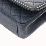 CHANEL シャネル CCフィリグリー チェーンショルダー ネイビー A93340 レディース キャビアスキン ショルダーバッグ Aランク 中古 銀蔵