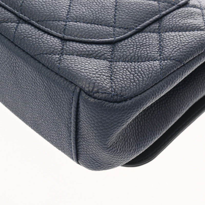 CHANEL シャネル CCフィリグリー チェーンショルダー ネイビー A93340 レディース キャビアスキン ショルダーバッグ Aランク 中古 銀蔵