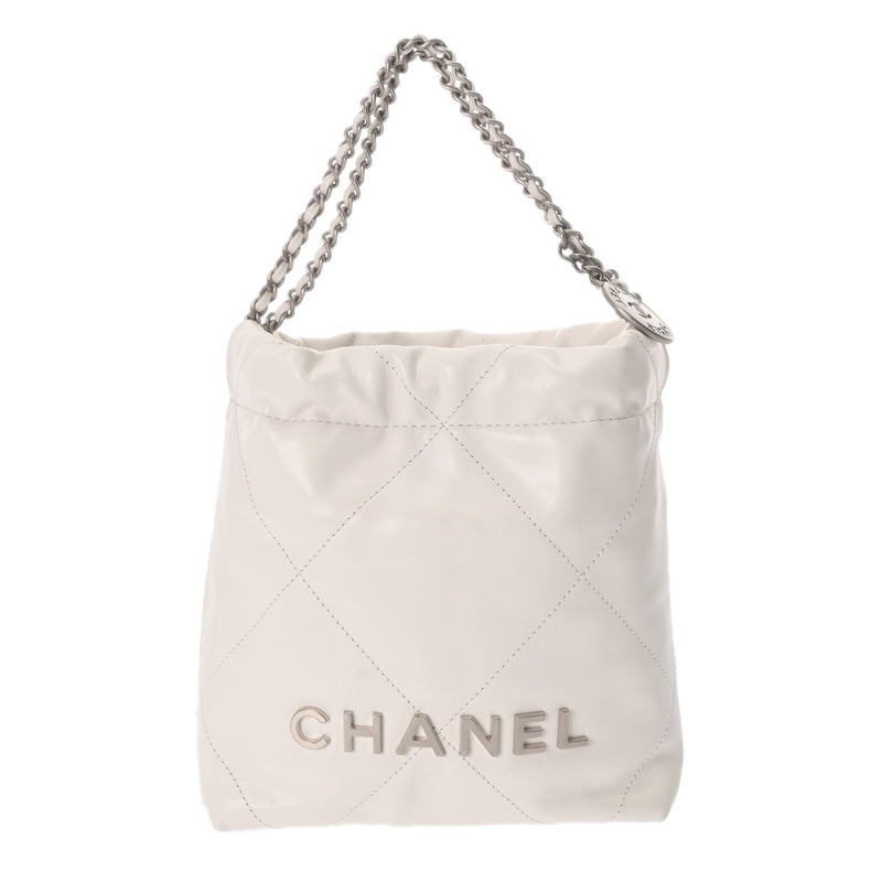 CHANEL シャネル シャネル 22 ミニ ハンドバッグ ホワイト AS3980 レディース シャイニーカーフ 2WAYバッグ 新同 中古 銀蔵