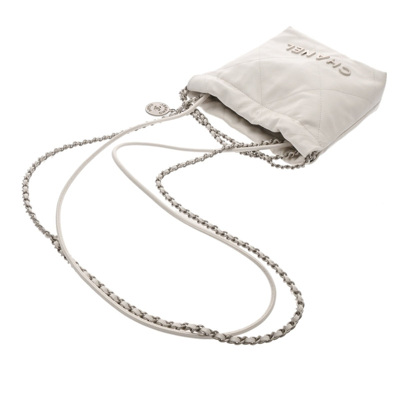 CHANEL シャネル シャネル 22 ミニ ハンドバッグ ホワイト AS3980 レディース シャイニーカーフ 2WAYバッグ 新同 中古 銀蔵