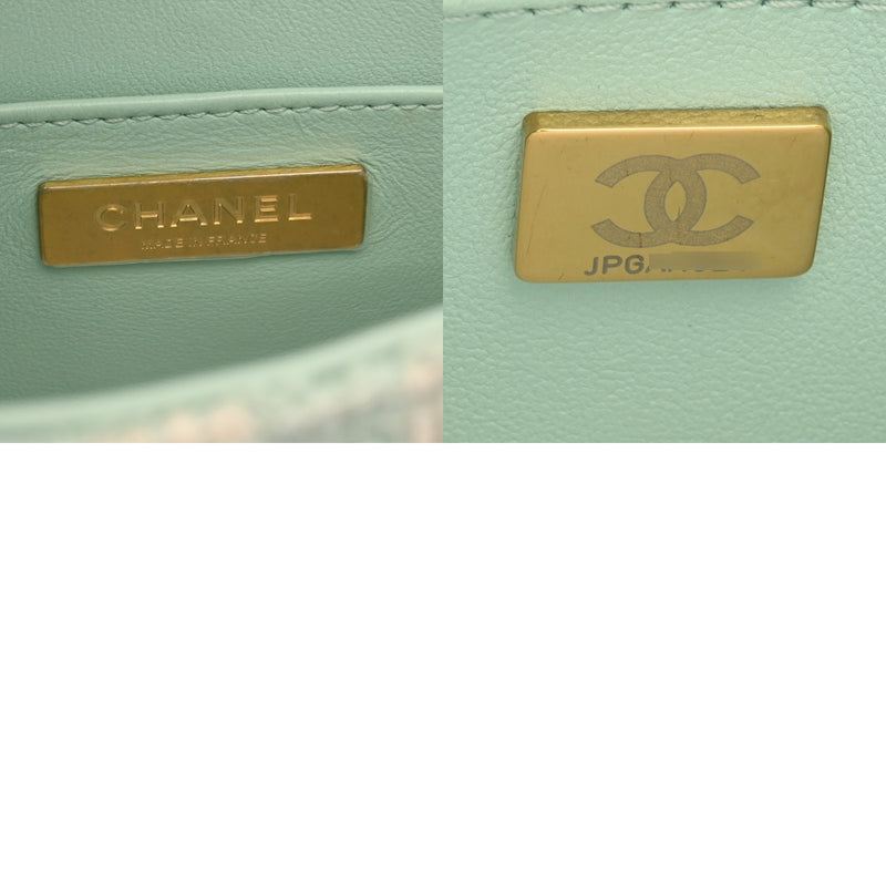CHANEL シャネル トップハンドル 2WAYバッグ グリーン レディース ツイード レザー ショルダーバッグ Aランク 中古 銀蔵