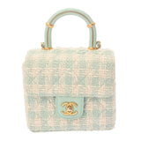 CHANEL シャネル トップハンドル 2WAYバッグ グリーン レディース ツイード レザー ショルダーバッグ Aランク 中古 銀蔵