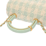 CHANEL シャネル トップハンドル 2WAYバッグ グリーン レディース ツイード レザー ショルダーバッグ Aランク 中古 銀蔵