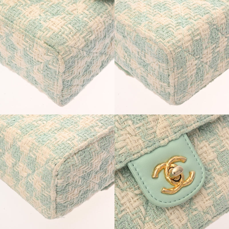 CHANEL シャネル トップハンドル 2WAYバッグ グリーン レディース ツイード レザー ショルダーバッグ Aランク 中古 銀蔵