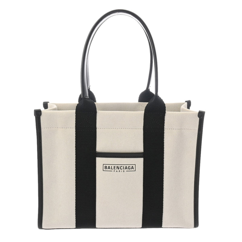 BALENCIAGA バレンシアガ ハードウェア スモールトート 2WAY ホワイト/ブラック 671402 レディース キャンバス/レザー トートバッグ ABランク 中古 銀蔵