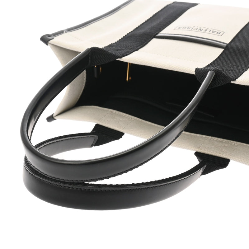 BALENCIAGA バレンシアガ ハードウェア スモールトート 2WAY ホワイト/ブラック 671402 レディース キャンバス/レザー トートバッグ ABランク 中古 銀蔵