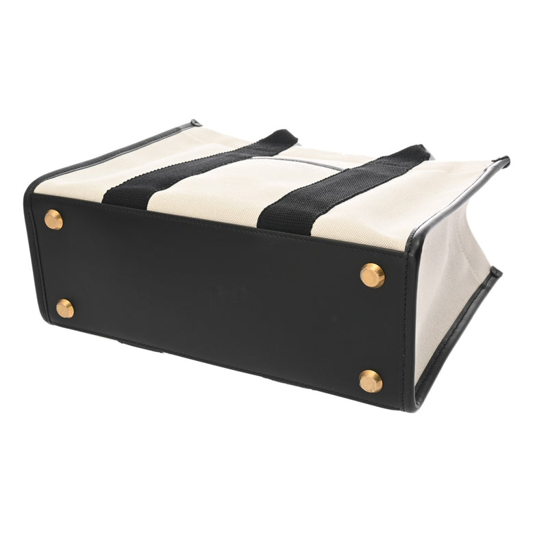 BALENCIAGA バレンシアガ ハードウェア スモールトート 2WAY ホワイト/ブラック 671402 レディース キャンバス/レザー トートバッグ ABランク 中古 銀蔵