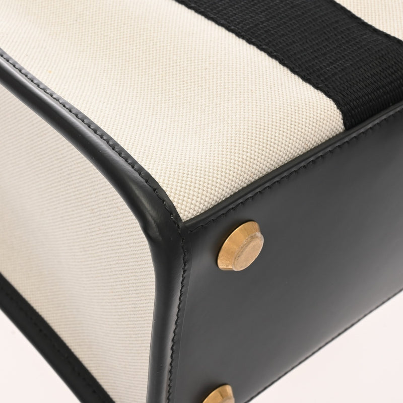 BALENCIAGA バレンシアガ ハードウェア スモールトート 2WAY ホワイト/ブラック 671402 レディース キャンバス/レザー トートバッグ ABランク 中古 銀蔵