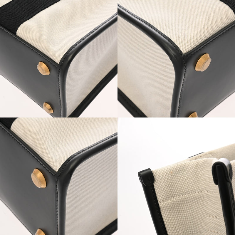 BALENCIAGA バレンシアガ ハードウェア スモールトート 2WAY ホワイト/ブラック 671402 レディース キャンバス/レザー トートバッグ ABランク 中古 銀蔵
