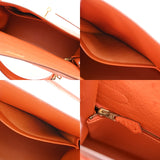 HERMES エルメス ケリー 32 外縫い 2WAY オレンジ □F刻印(2002年頃) レディース オーストリッチ ハンドバッグ ABランク 中古 銀蔵
