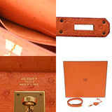 HERMES エルメス ケリー 32 外縫い 2WAY オレンジ □F刻印(2002年頃) レディース オーストリッチ ハンドバッグ ABランク 中古 銀蔵