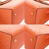 HERMES エルメス ケリー 32 外縫い 2WAY オレンジ □F刻印(2002年頃) レディース オーストリッチ ハンドバッグ ABランク 中古 銀蔵