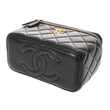 CHANEL シャネル マトラッセ バニティケース ブラック AP3044 レディース ラムスキン ショルダーバッグ Aランク 中古 銀蔵