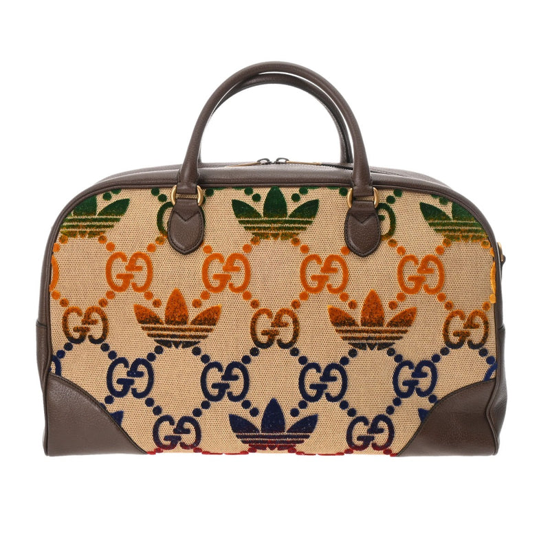 GUCCI グッチ アディダスコラボ セール品 ベージュ/マルチカラー 702422 ユニセックス キャンバス レザー ボストンバッグ ABランク 中古 銀蔵