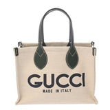 GUCCI グッチ GUCCIプリント スモールトートバッグ  ベージュ 772144 レディース キャンバス レザー ハンドバッグ Aランク 中古 銀蔵