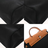 HERMES エルメス エールバッグ ジップ PM 2WAY ナチュラル/ブラック □G刻印(2003年頃) レディース トワルオフィシェ/ヴァッシュハンター ハンドバッグ Bランク 中古 銀蔵
