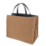 SALVATORE FERRAGAMO フェラガモ ロゴ トートバッグ M ミーレ/ブラック レディース ラフィア レザー 2WAYバッグ 新同 中古 銀蔵