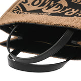 SALVATORE FERRAGAMO フェラガモ ロゴ トートバッグ M ミーレ/ブラック レディース ラフィア レザー 2WAYバッグ 新同 中古 銀蔵