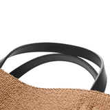 SALVATORE FERRAGAMO フェラガモ ロゴ トートバッグ M ミーレ/ブラック レディース ラフィア レザー 2WAYバッグ 新同 中古 銀蔵