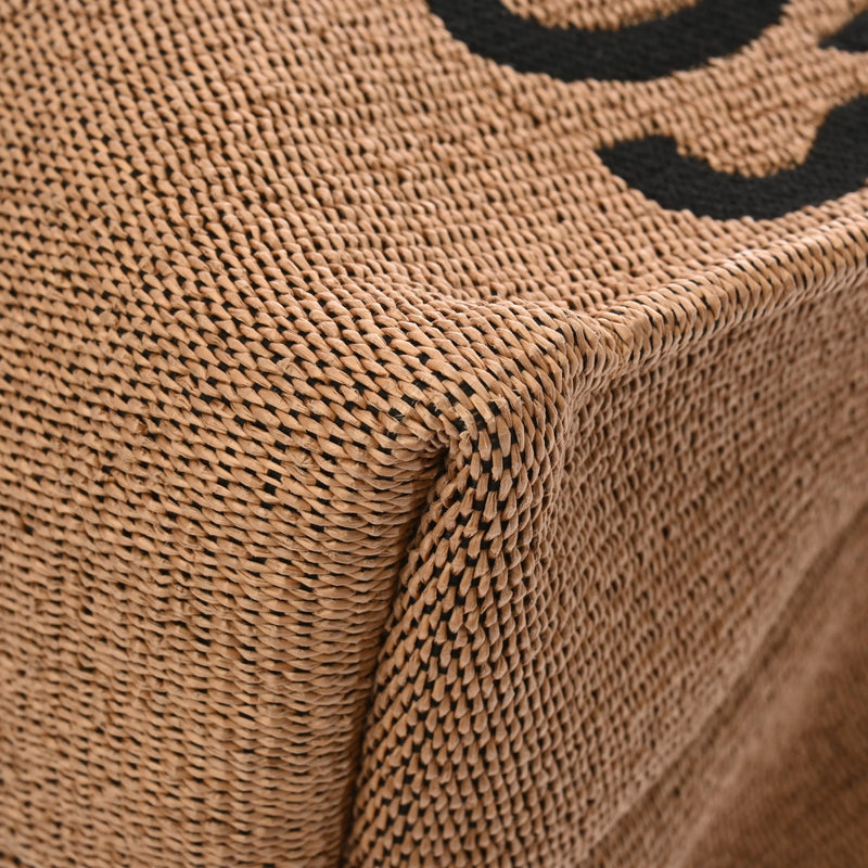 SALVATORE FERRAGAMO フェラガモ ロゴ トートバッグ M ミーレ/ブラック レディース ラフィア レザー 2WAYバッグ 新同 中古 銀蔵