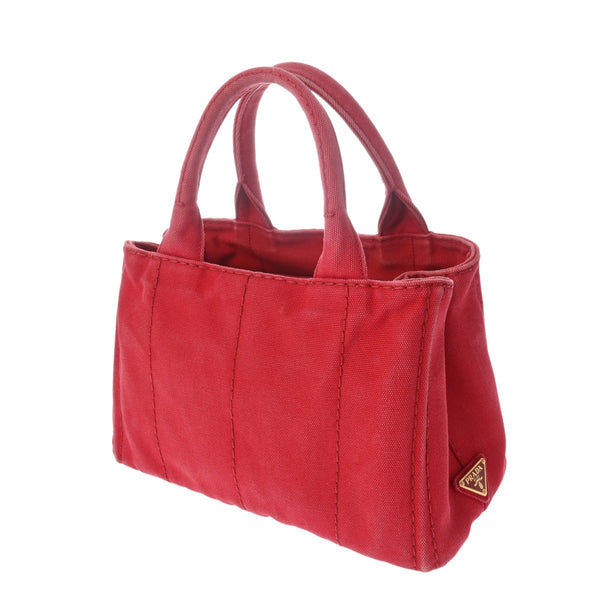 PRADA プラダ カナパ ミニ トート レッド B2439G レディース キャンバス ハンドバッグ Bランク 中古 銀蔵