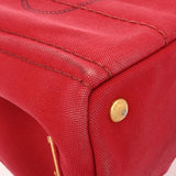 PRADA プラダ カナパ ミニ トート レッド B2439G レディース キャンバス ハンドバッグ Bランク 中古 銀蔵