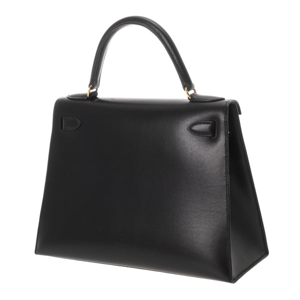 HERMES エルメス ケリー 28 外縫い 2WAY ブラック □C刻印(1999年頃) レディース ボックスカーフ ハンドバッグ ABランク 中古 銀蔵