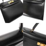 HERMES エルメス 28 外縫い 2WAY ブラック □C刻印(1999年頃) レディース ボックスカーフ ハンドバッグ ABランク 中古 銀蔵