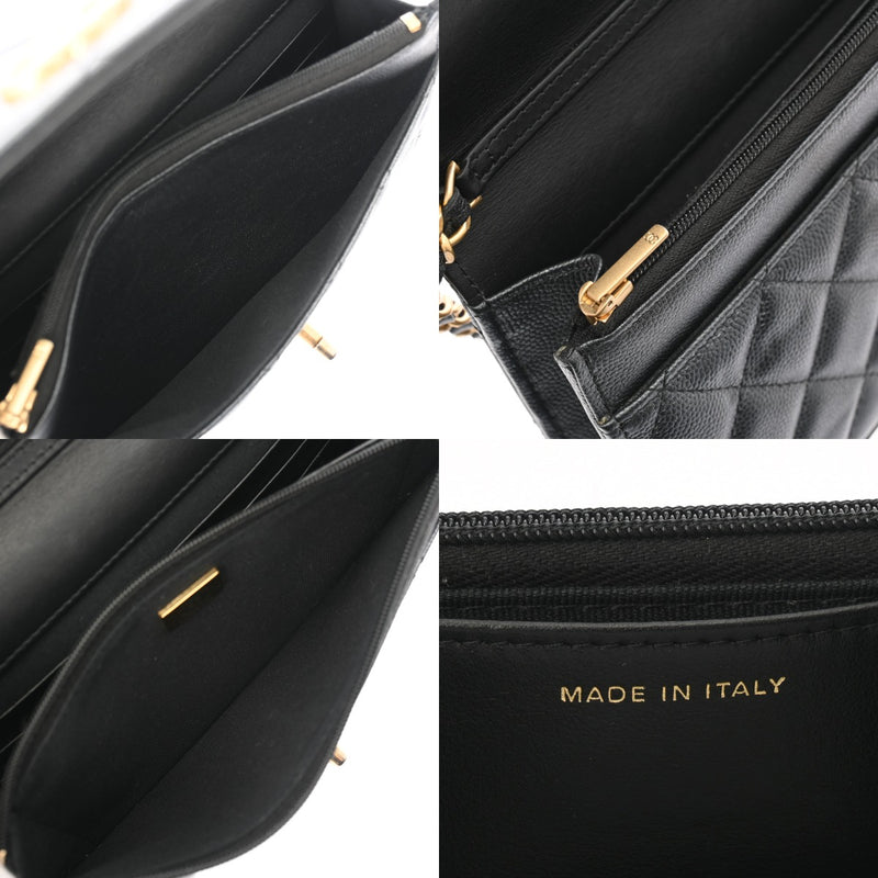 CHANEL シャネル マトラッセ チェーンウォレット  ガンメタ A33814 レディース キャビアスキン ショルダーバッグ ABランク 中古 銀蔵